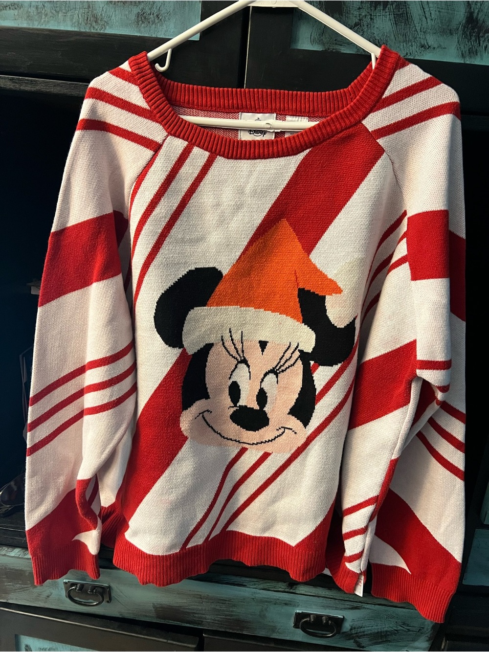 Disney Red, White & Orange Minnie Mouse Holiday Sweater